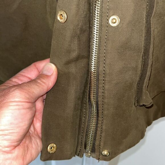 ZARA Trafaluc Outerwear Parka Sherpa Lined w/ Fake Fur Trim Hood M Russian Spy - Picture 4 of 10